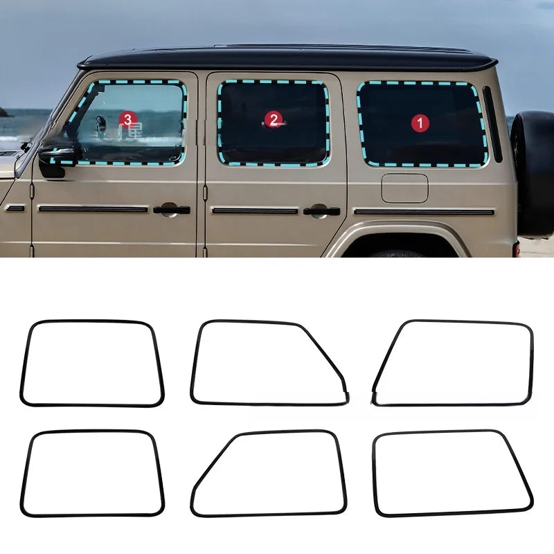 2018-2025 For Mercedes-benz G-class Window Trim Modification Blackened Door Frame Chrome Decorative Protective Strip