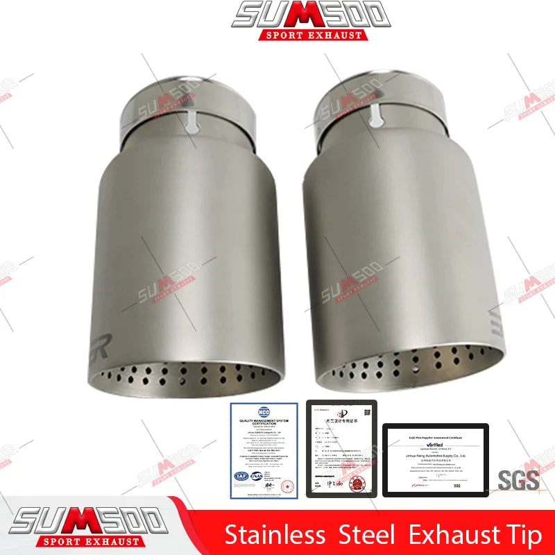 Genuine SUMSOO 1 PCS Matte 304 Stainless Steel Car Muffler Tip Exhaust Tip System Pipe Universal Exhaust Tip