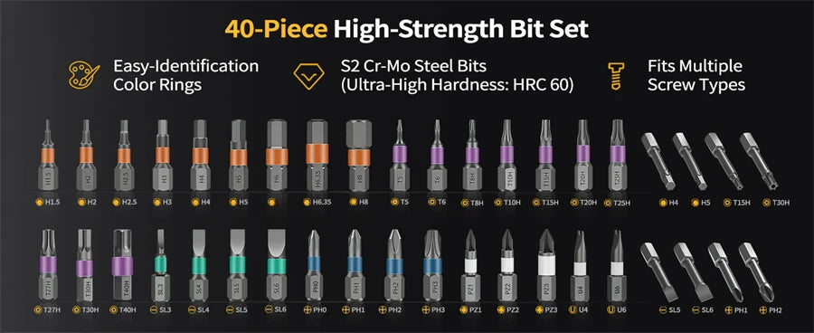Set di cacciaviti magnetici 24 in 1 Cacciavite a cricchetto magnetico compatto e portatile con manico motore reversibile ad alta coppia
