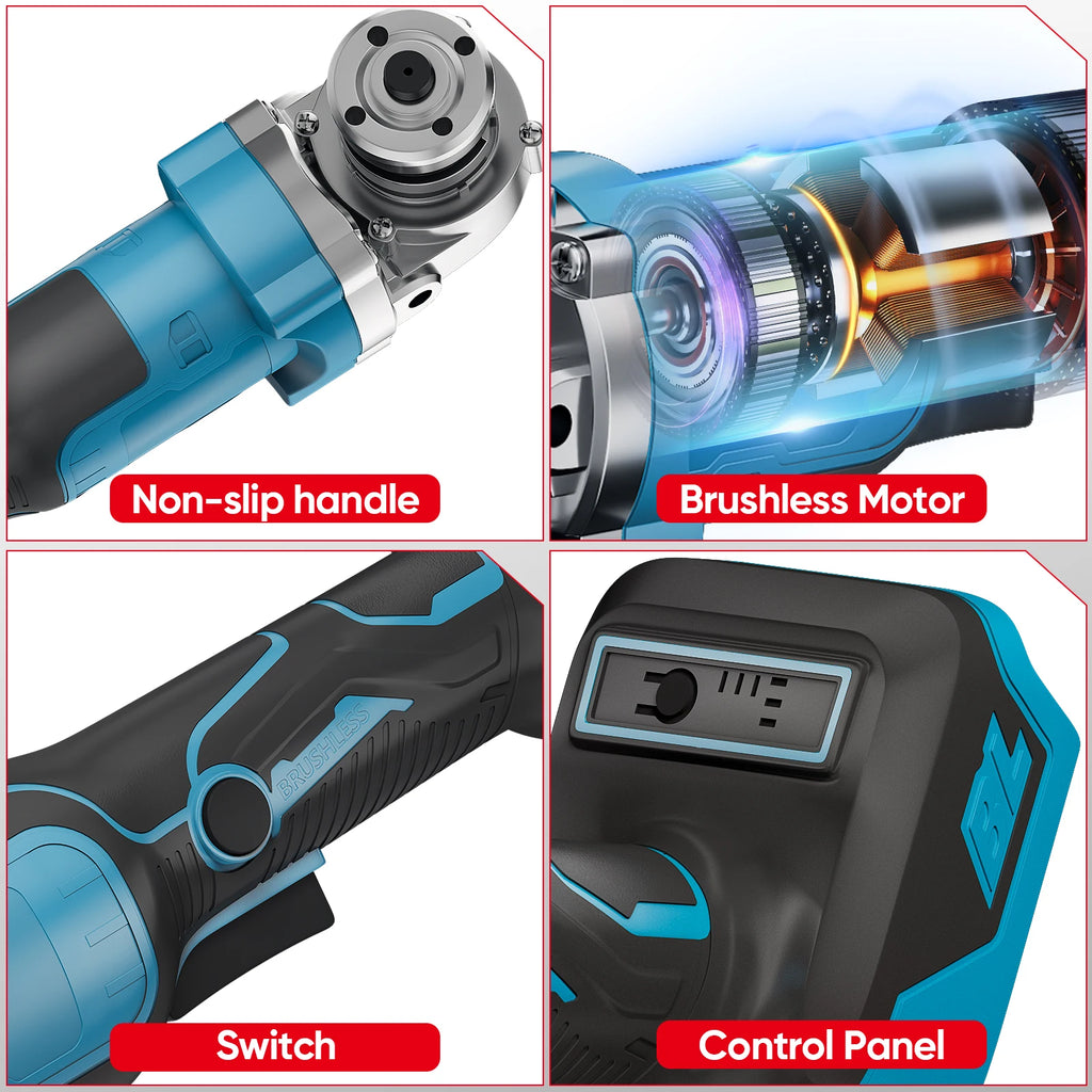 12000 RPM 125 MM borstelloze elektrische haakse slijper met variabele snelheid, snijmachine, houtbewerkingsgereedschap voor Makita 18V-accu