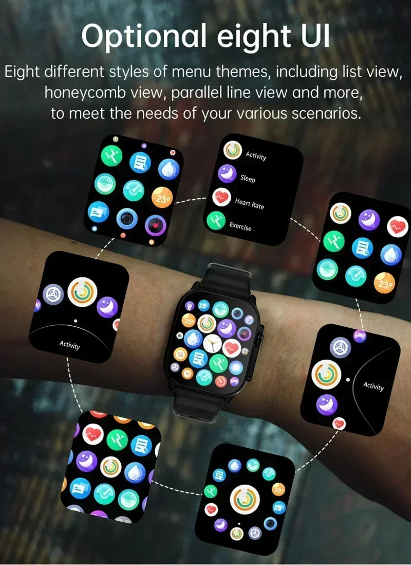7 in 1 strap watch DT900 Support Music Wireless charging Bluetooth Calling Health& Fitness Tra Sports smart watch men and women