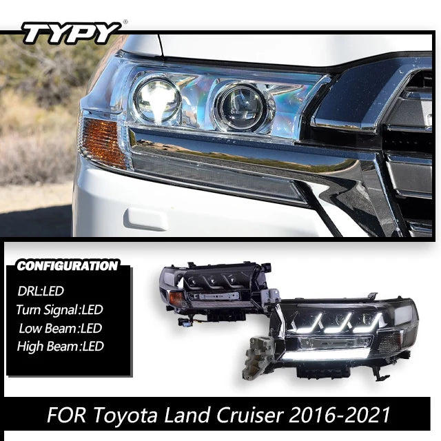 Car For Toyota Land Cruiser Headlight 2016-2021 Upgrade Modified to New DRL Dynamic Turn Signal LED Headlight Auto Accessories