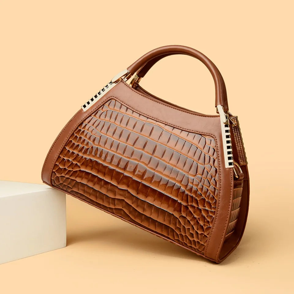 Borse a tracolla in pelle di alligatore per donna, borse di lusso di marca, borse da donna firmate, Hobo a due strati