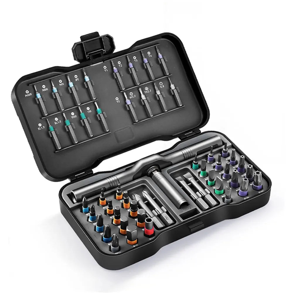 Set di cacciaviti a cricchetto magnetici 50 in 1, set di attrezzi multifunzione staccabili con manico a cricchetto fai-da-te, set di attrezzi portatili per riparazioni.