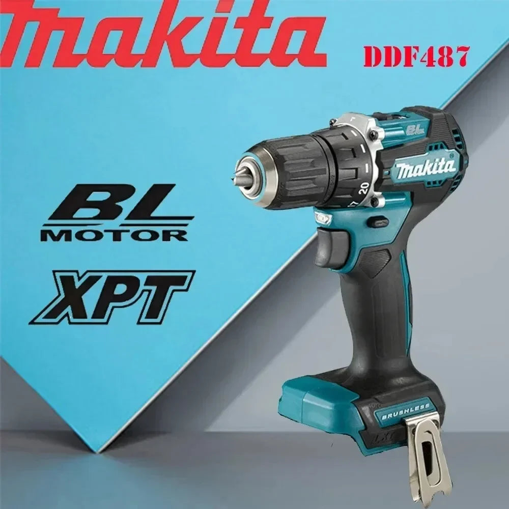 Makita 100% Original DDF487 Trapano Avvitatore a Batteria 18V, Avvitatore a Percussione Elettrico Brushless, Utensile Elettrico Ricaricabile