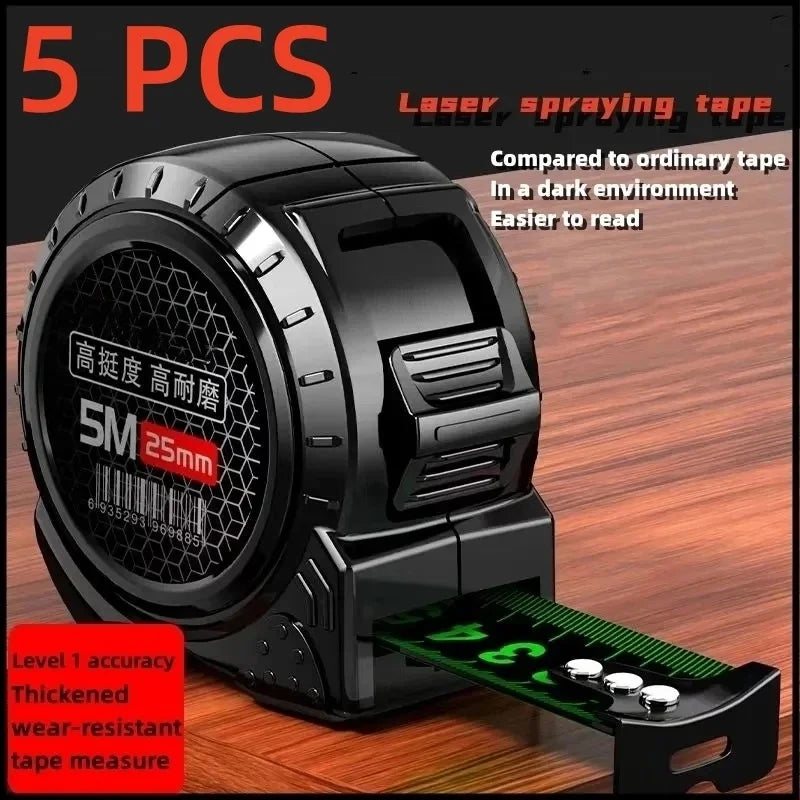 1/5 STUKS Zelfsluitende Fluorescerende Stalen Rolmaat Hoog-precisie Laser Inkjet Code Doos Liniaal Meetgereedschap Meter Liniaal