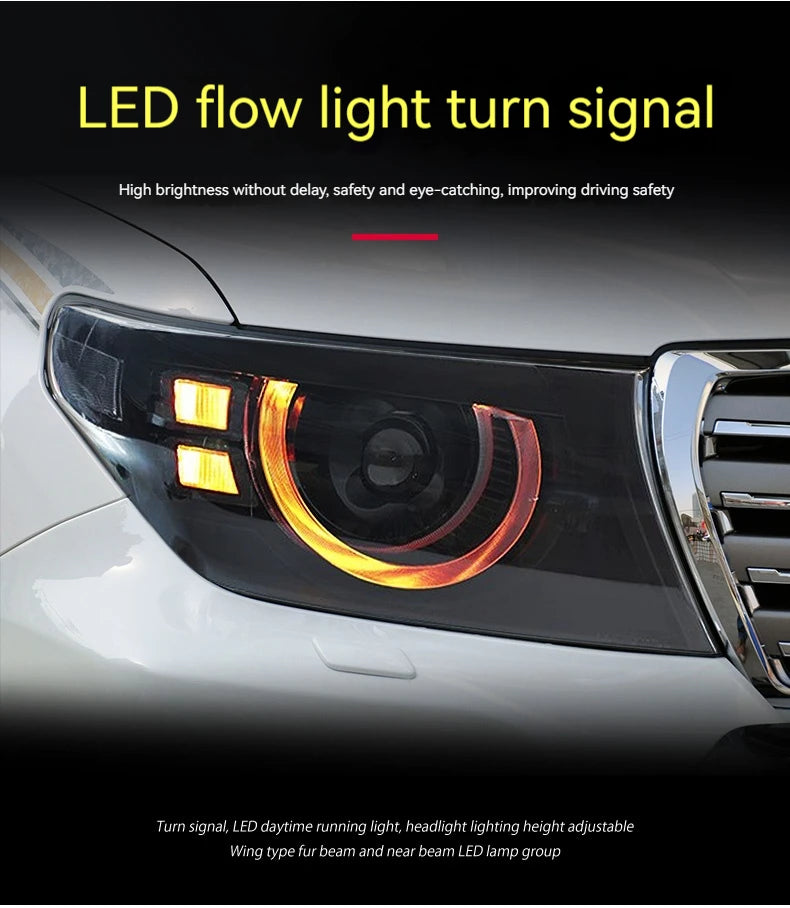 FT Car Lights For Toyota Land Cruiser LC200 2007-2015 LED Projetor Headlamp Daytime Running Light Automotive Accessories