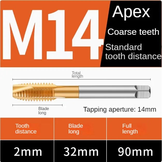 Titanium coated spiral tap extrusion tap tip tap tapping m2m2.5m3m4m5m6m8m10m12m14m16m18m20m22m24