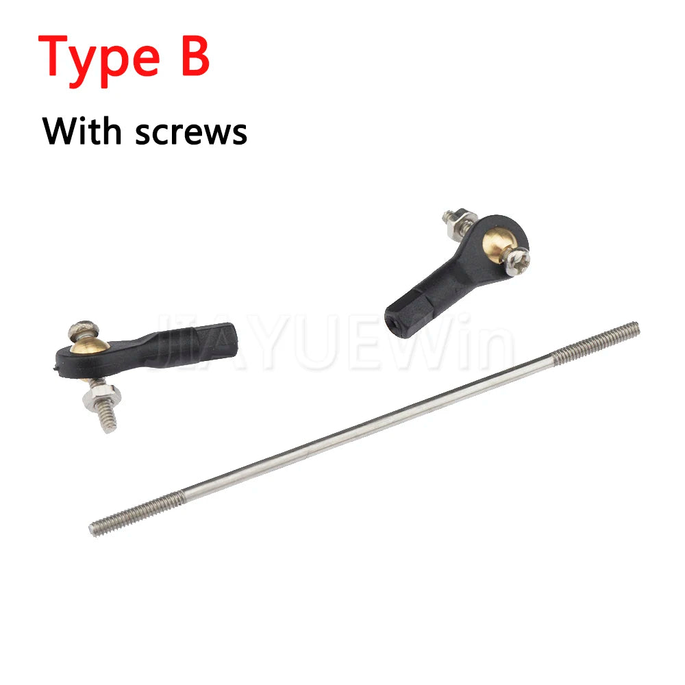 1Pc M2 Stainless Steel Push Rod Linkage + 2Pcs Nylon Rod End Ball Joint Set Assembly for Rc Model Airplane Car Boat