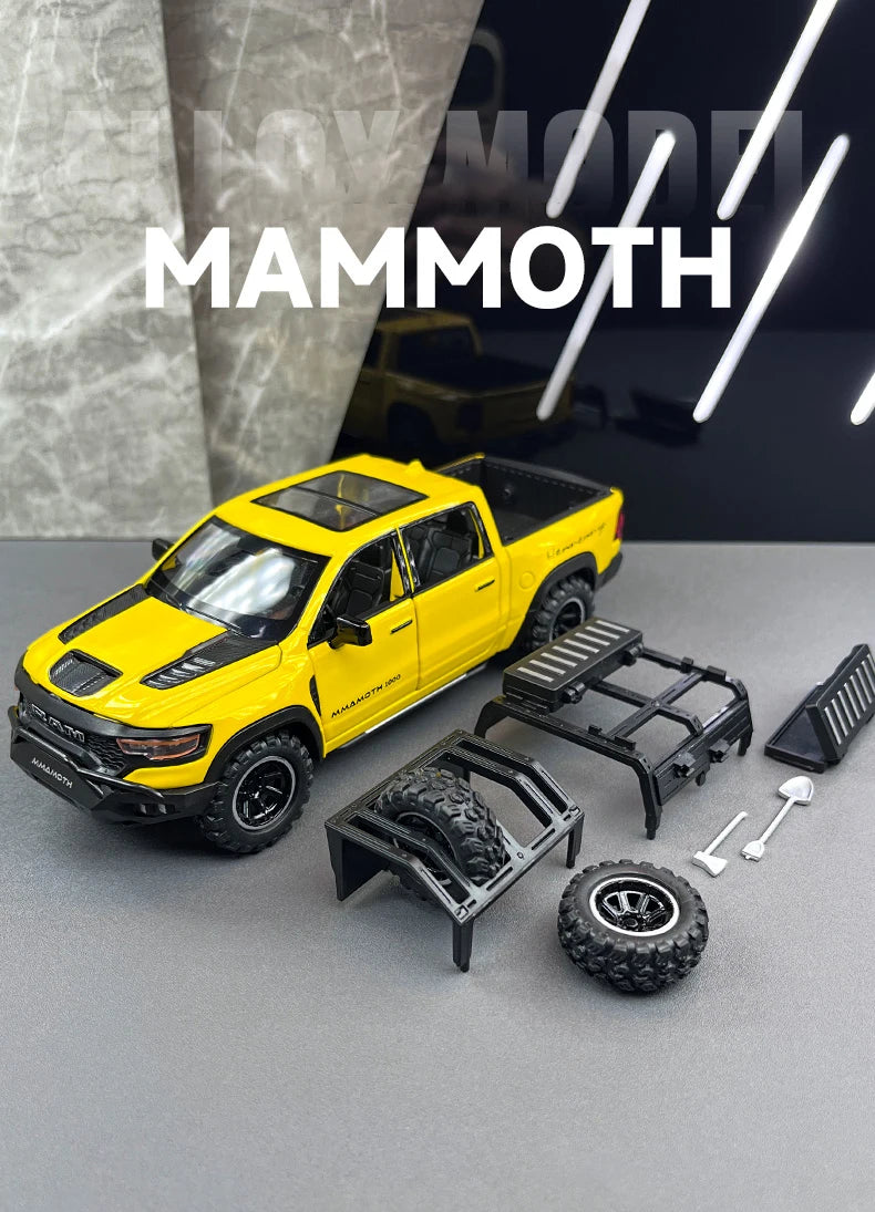 1:32 Dodge RAM 1000 TRX Mammoth Picku Alloy Car Model Sound And Light Pull Back Children's Toy Collectibles Birthday Gift
