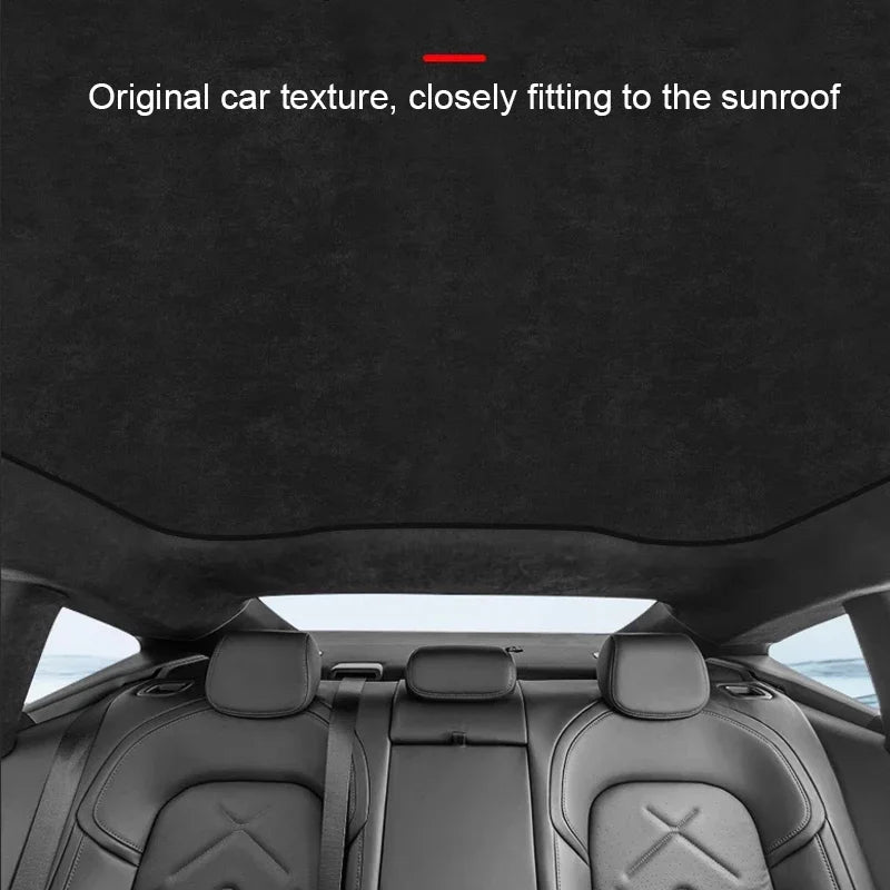 For PORSCHE Taycan 2023-Present Suede Fabric Electrostatic Adsorption Sunroof Sunshade Anti UV Heat Insulation Skylight