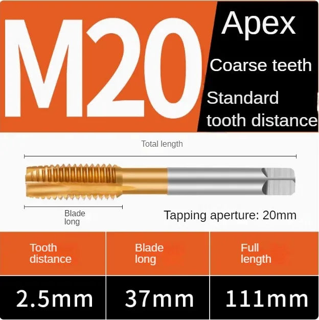 Titanium coated spiral tap extrusion tap tip tap tapping m2m2.5m3m4m5m6m8m10m12m14m16m18m20m22m24