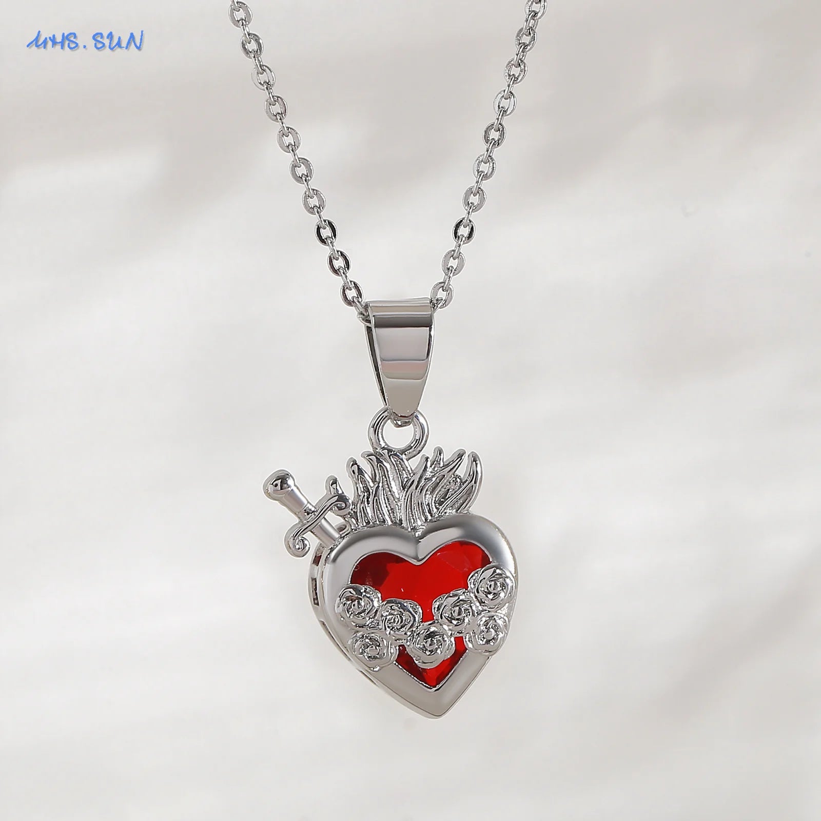 SUNSLL Heilig Rood Hart Kruis Zirkonia Hangers Kettingen Luxe Vrouwen Verguld Romantische Liefde Jubileum Sieraden Geschenken