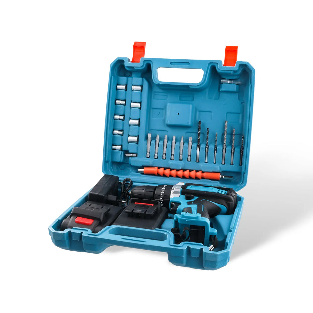 Trapano Avvitatore a Batteria 21V con Funzione a Percussione, Tassellatore Rotante, Trapano a Percussione a 2 Velocità, Set Avvitatore Elettrico con 2 Batterie