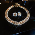 Set di collana e orecchini da donna decorati con strass, gioielli alla moda, accessori eleganti per feste e per decorare il tuo abbigliamento quotidiano