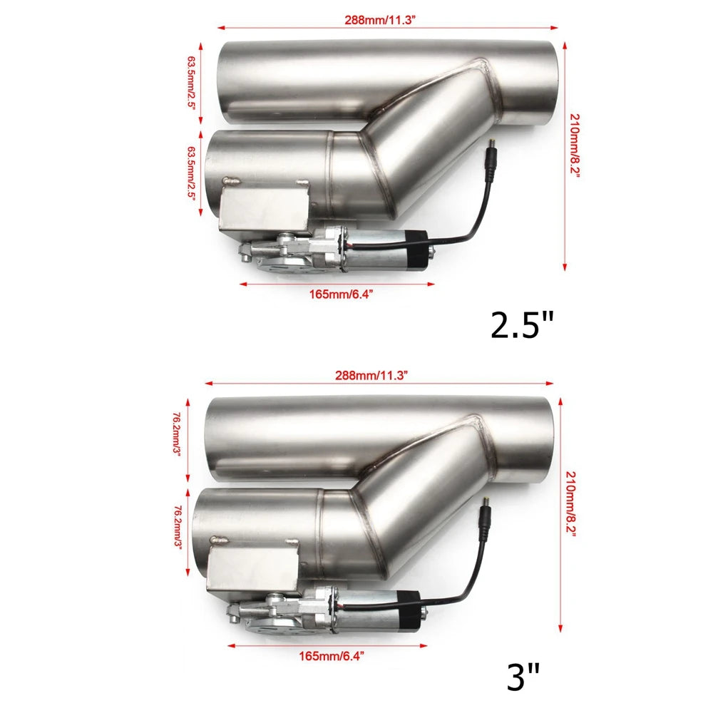 Universal  2.5'' 3" Electric Exhaust Cutout Valve Y Pipe Exhaust Pipe Single Valve System with Controller Remote Kit