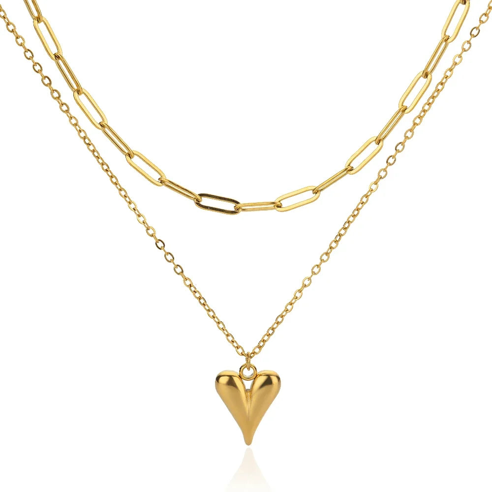 Romantische Trouwhart Cubic Zirconia Ketting Voor Dames Elegante Leuke Goudkleurige Roestvrijstalen Kettingen Sieraden Verjaardagscadeau