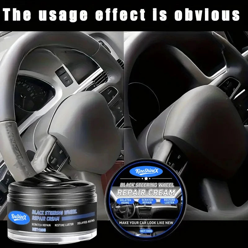 Car Steering Wheel Restoration Paste Black Plastic Parts Coating Enhanced Shine Restores Cracks Remove Scratches And Oxidation