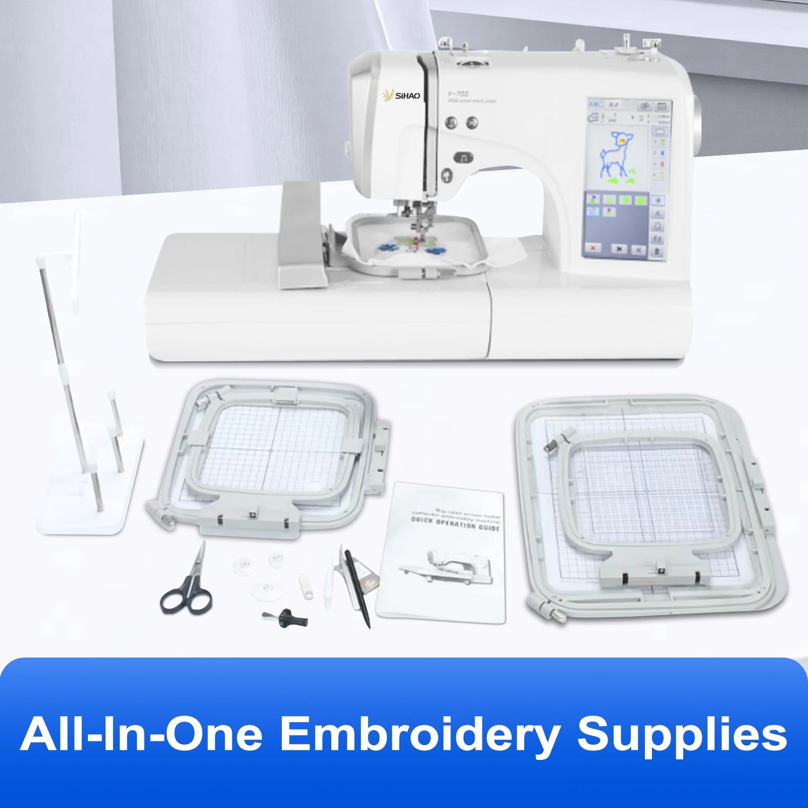 SIHAO Embroidery Machine Home Commercial Automatic Computerized LOGO Letters MRSV700 Electric Sewing With Touch Screen
