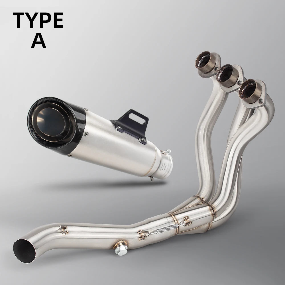 Full System For Yamaha MT09 FZ09 XSR900 Tracer900/GT 2014-2020 Motorcycle Exhaust Three Layer Carbon Muffler Front Link Pipe Kit