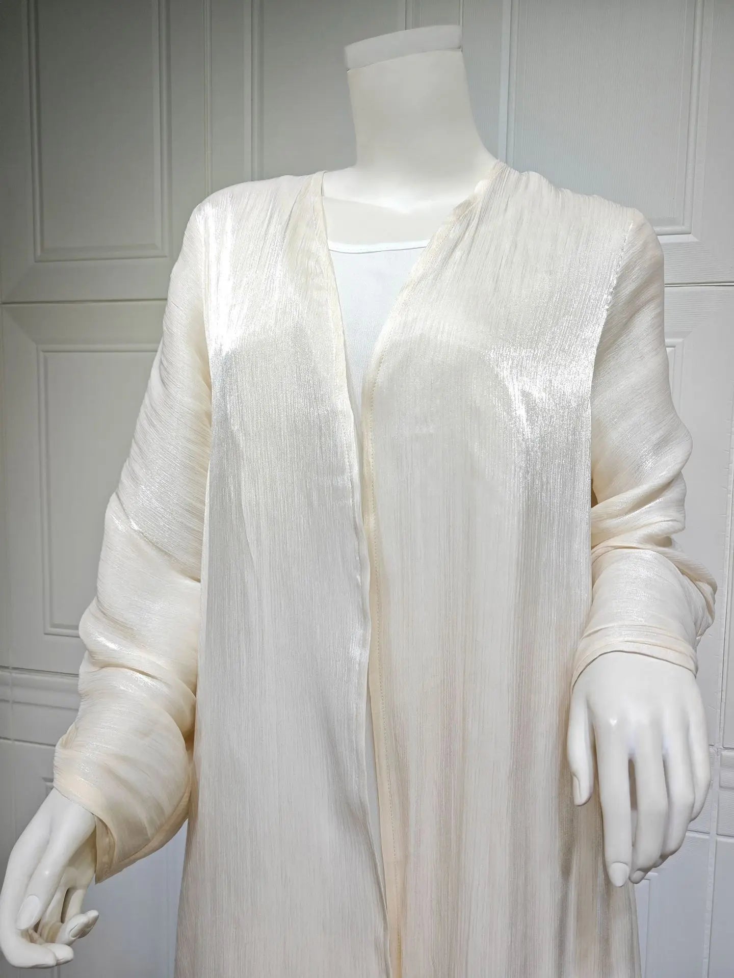 Eid Zijdeachtige Abaya's voor Vrouwen Moslim Jalabiya Ramadan Jurk met Knopen Mouwen Ramadan Kaftan Feestjurken Vestido Largo Cardigan