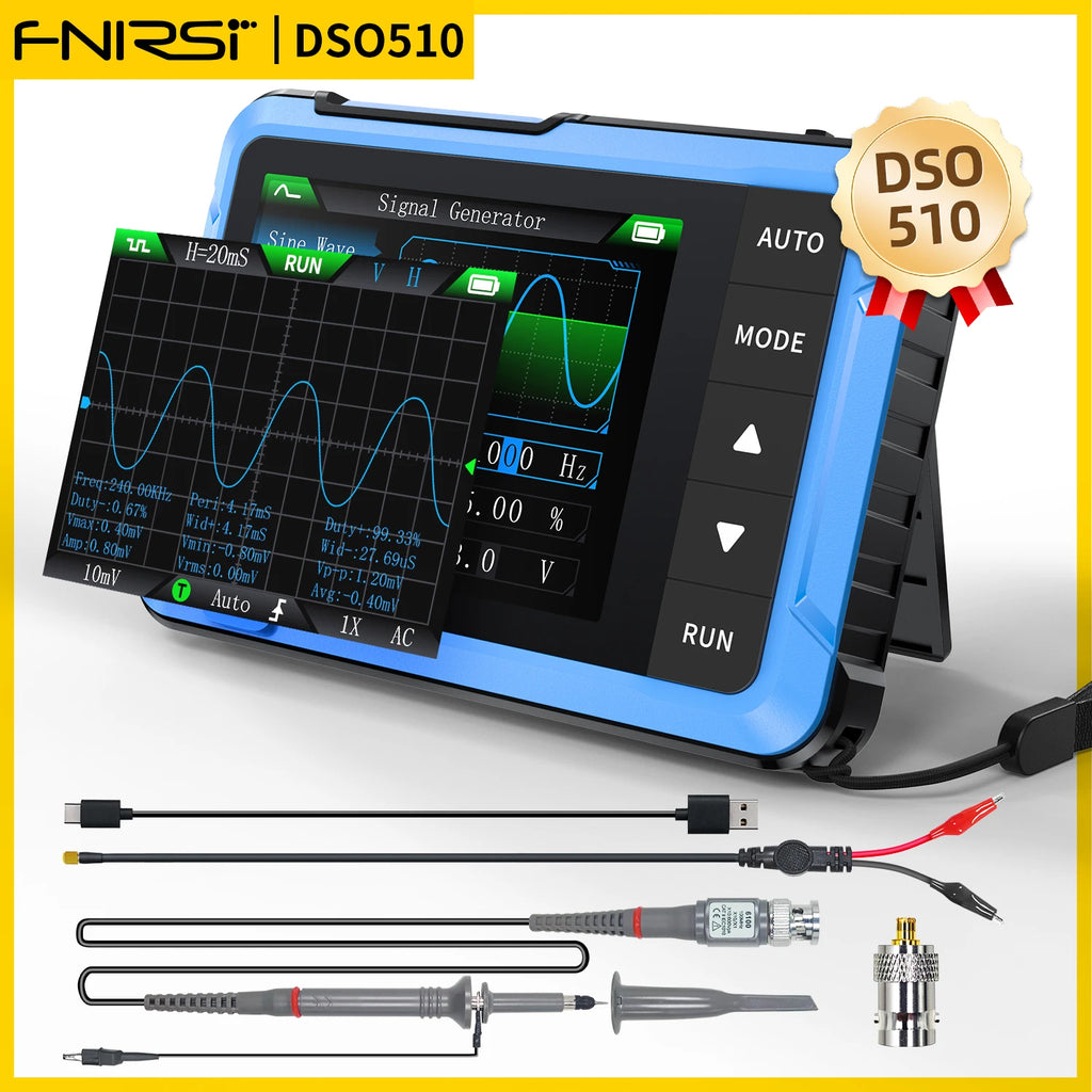 FNIRSI Nuovo DSO510 DSO152 DSO153 Mini Oscilloscopio Digitale Portatile 2 IN 1 48MS/s Larghezza di Banda 10MHz Strumento di Riparazione Elettronica
