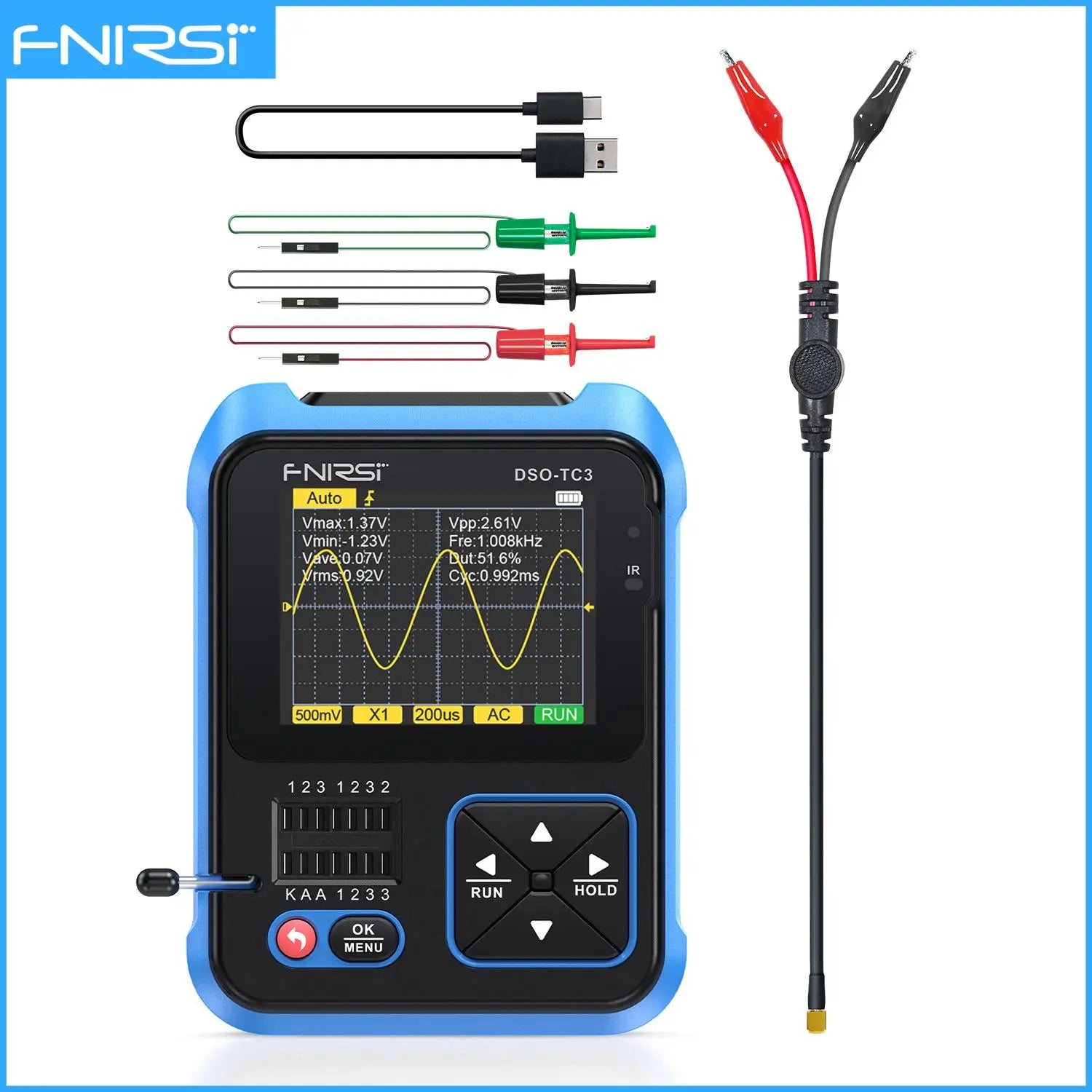 FNIRSI Nuovo DSO-TC4 DSO-TC3 Oscilloscopio Digitale Portatile 3 in 1 Tester Transistor Generatore di Segnale Strumenti di Test Elettronici Portatili