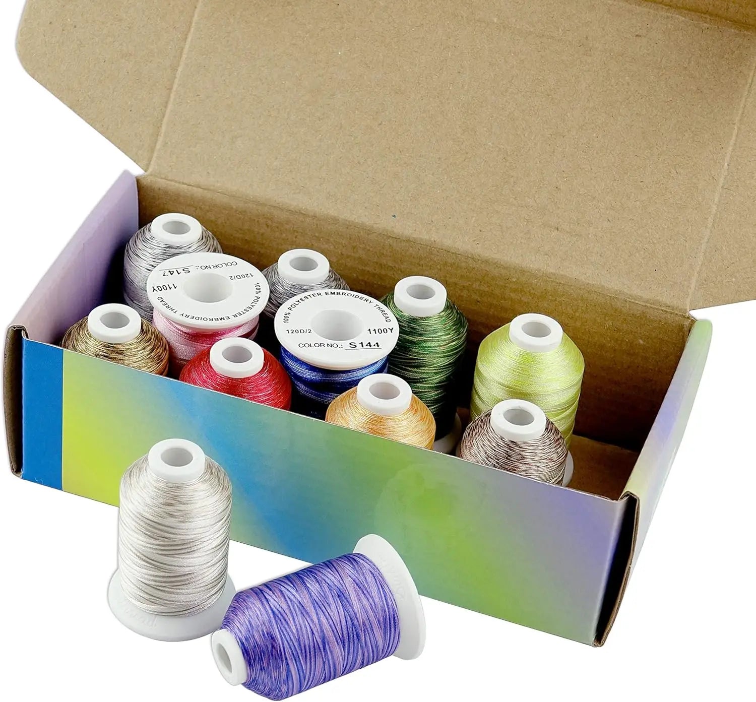 Simthread 12 Colori Assortiti Filo di Poliestere per Macchine da Ricamo Domestiche 1000 Metri Ciascuno