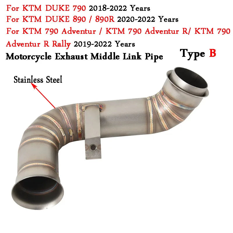 Slip On Motorcycle Exhaust Middle Link Pipe Escape Moto Muffler For KTM DUKE 790 890 Adventure R Rally KTM790 KTM890 2018-2022