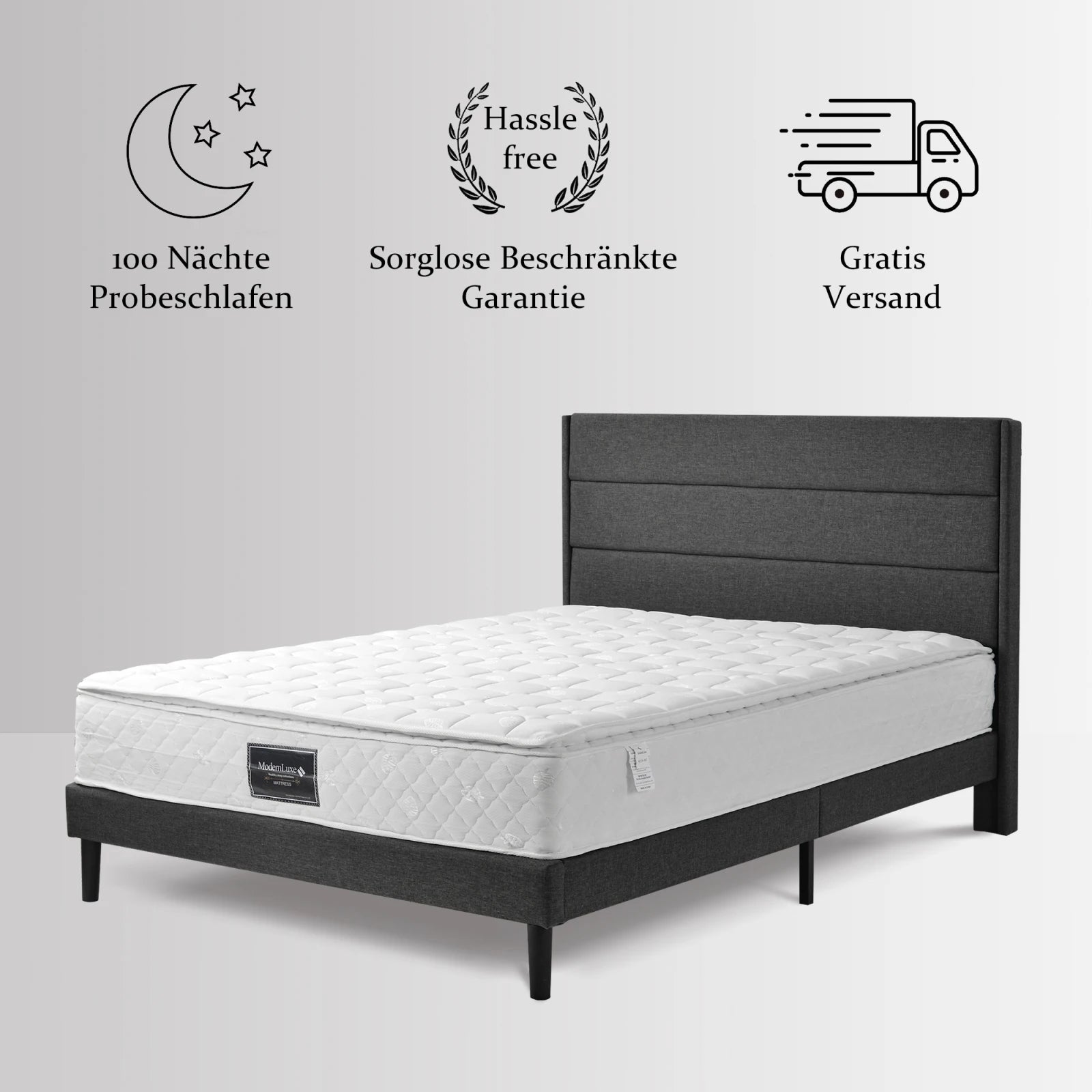 Comanlai Pocket Spring Mattress 90 x 200 cm 7 Zone Mattresses Height 25 cm Ergonomic Spring Mattress Hardness H3 Mattress White