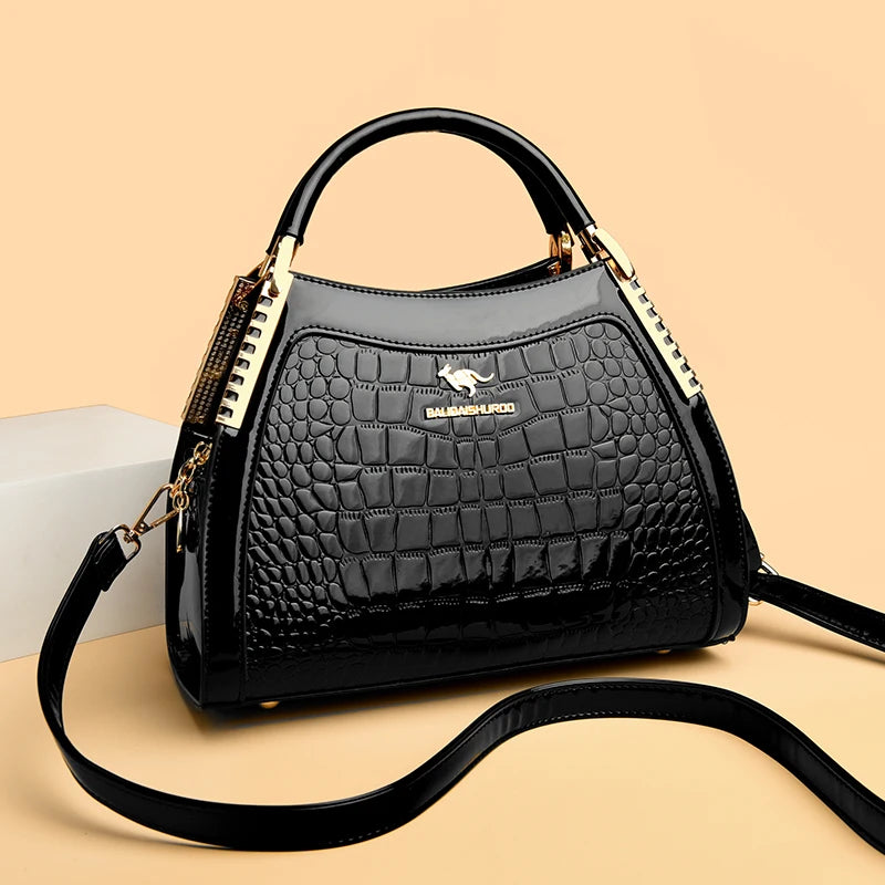 Borsa a tracolla da donna in pelle verniciata di alta qualità a tre strati Borsa a tracolla di lusso firmata casual Borsa a mano di grande capacità