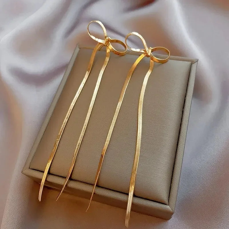 Lange Kwast Strass Kettingen Oorlijn Druppel Oorbellen voor Vrouwen Goudkleurige Delicate Hangoorbellen Hangende Hanger Mode Sieraden