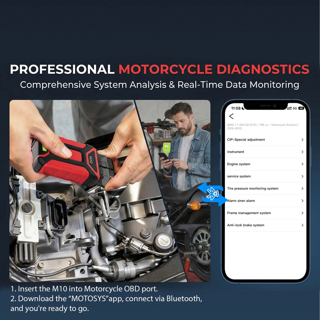 Jdiag M10 Bluetooth OBD2 Scanner Diagnostic Motorcycle Oil Ret TPS Service Reset ABS Coding CO Idle For BMW Harley Ducati KTM