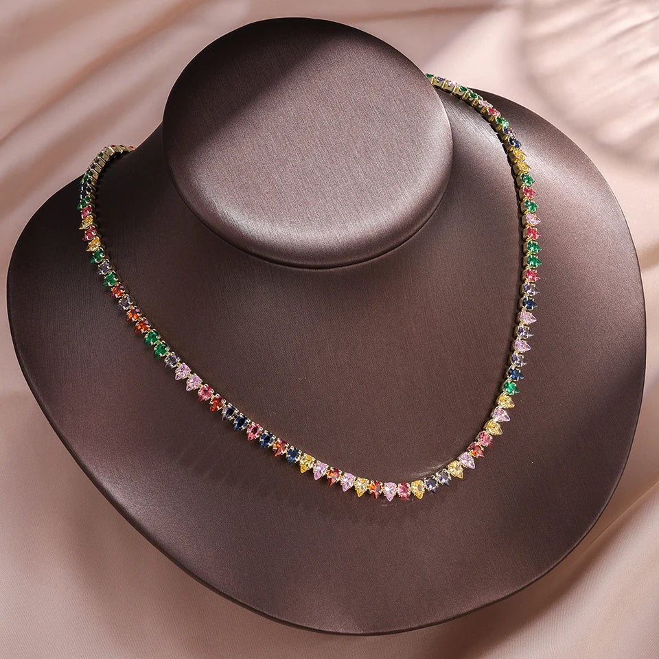 ZAKOL Splendido set di gioielli da sposa con collana e orecchini, con zirconi cubici rotondi trasparenti AAA, per feste, da donna