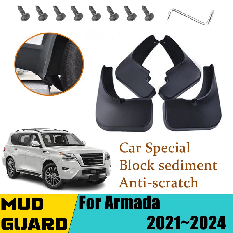 4PCS For Nissan Armada Patrol QX80 Y62 2021~2024 Mudflap Mudflaps Fender Front Rear Flaps Splash Guard Car Accessories Mud Flaps