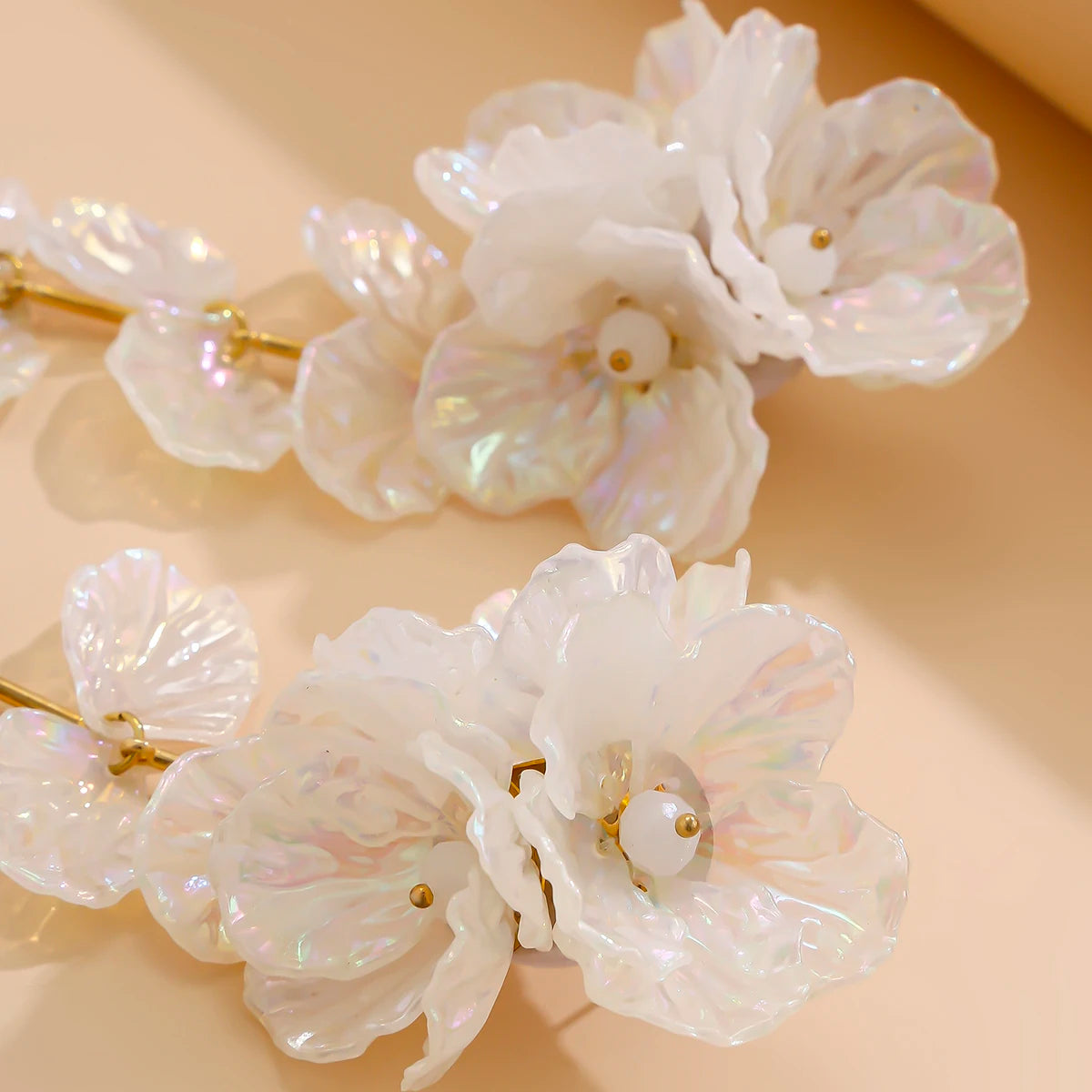 Ingemark Creative Punk Torques Catena Collana Donna Orecchini Pendenti con Fiori Bianchi Eleganti Gioielli da Sposa