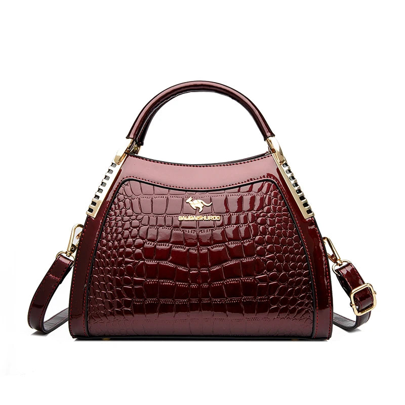 Borsa a tracolla da donna in pelle verniciata di alta qualità a tre strati Borsa a tracolla di lusso firmata casual Borsa a mano di grande capacità