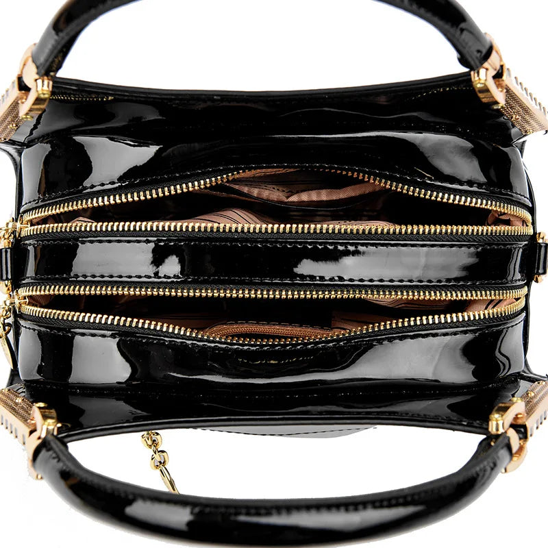 Borsa a tracolla alla moda da donna con motivo coccodrillo, per lavoro, pendolarismo, grande a conchiglia, apertura con cerniera, guscio rigido