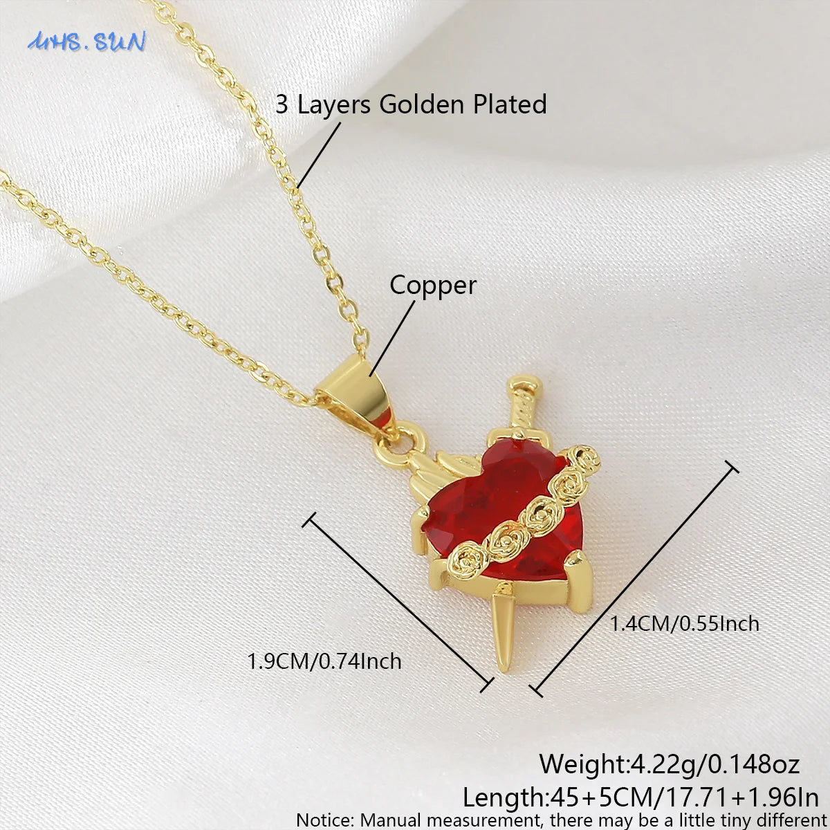 SUNSLL Heilig Rood Hart Kruis Zirkonia Hangers Kettingen Luxe Vrouwen Verguld Romantische Liefde Jubileum Sieraden Geschenken