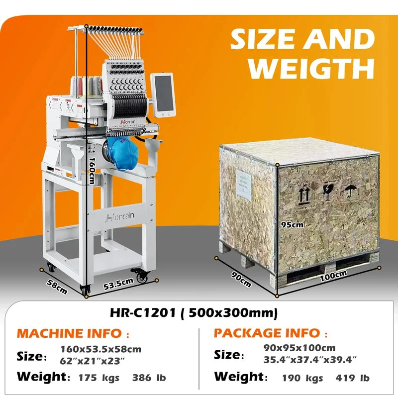 Macchina da ricamo computerizzata a testa singola multifunzione ad alta velocità per ricamo su piano, cappelli e capi pre-confezionati, direttamente dalla fabbrica