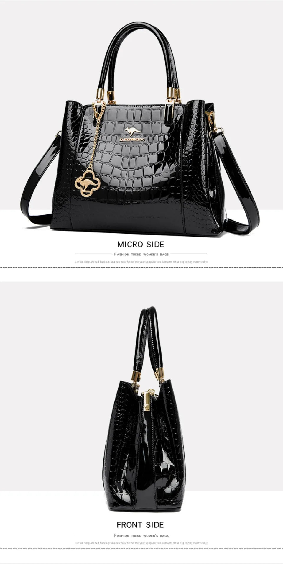 KAIDIFEINIROO Borsa a tracolla casual con marchio Kangaroo in pelle PU ad olio Borsa a mano da donna Borsa a tracolla a grande capacità a tre strati