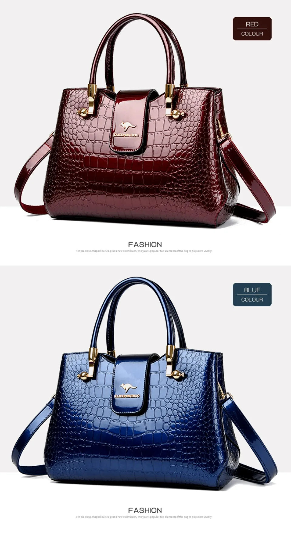 KAIDIFEINIROO Borsa a tracolla casual da donna in pelle PU con tracolla a marsupio, grande capacità, tre strati