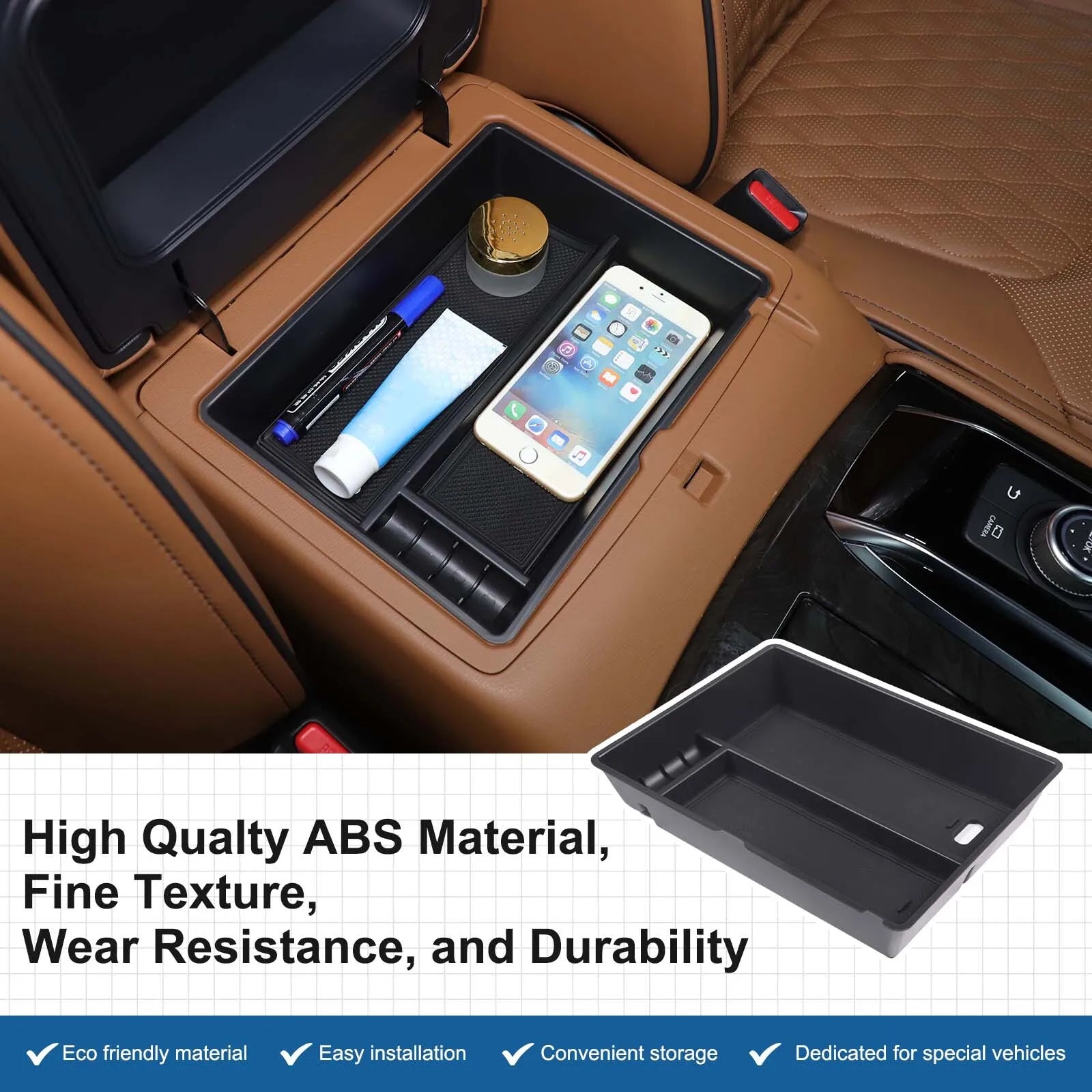 Multipurpose ABS Center Console Armrest Storage Box For Nissan Patrol 2023-2026 Infiniti QX80 2023-2026 Stowing Tray Container