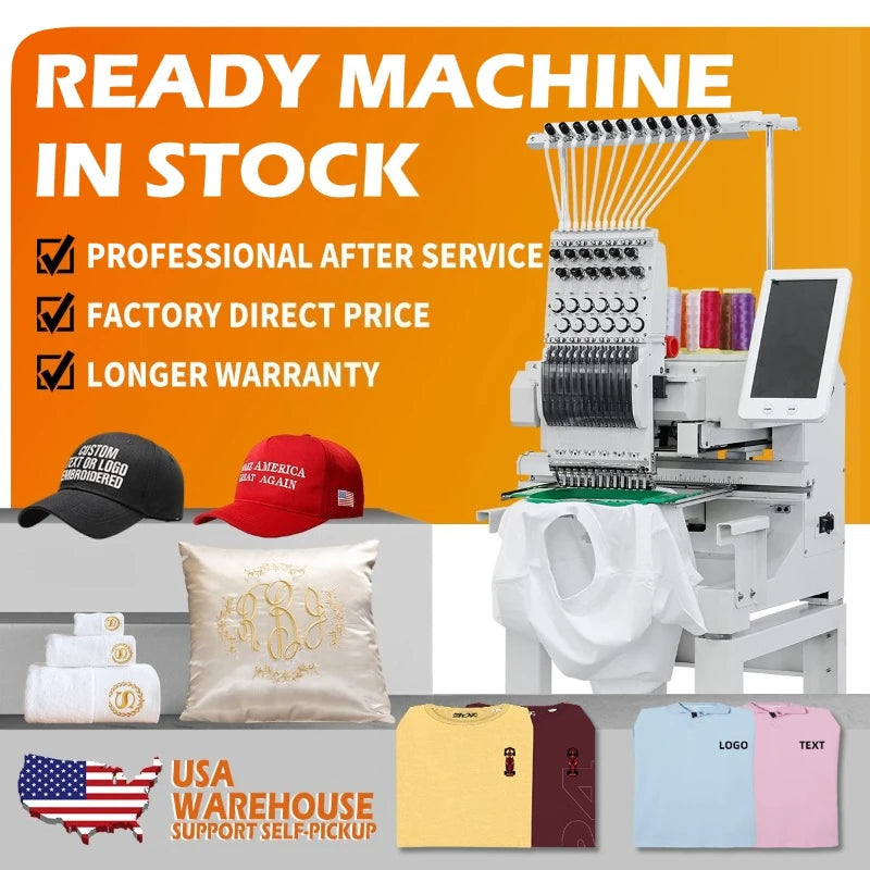 Macchina da ricamo per capi T-shirt di alta qualità, macchina da ricamo computerizzata a una testa, macchina da ricamo piatta per abbigliamento