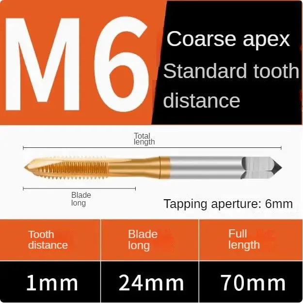 Titanium coated spiral tap extrusion tap tip tap tapping m2m2.5m3m4m5m6m8m10m12m14m16m18m20m22m24