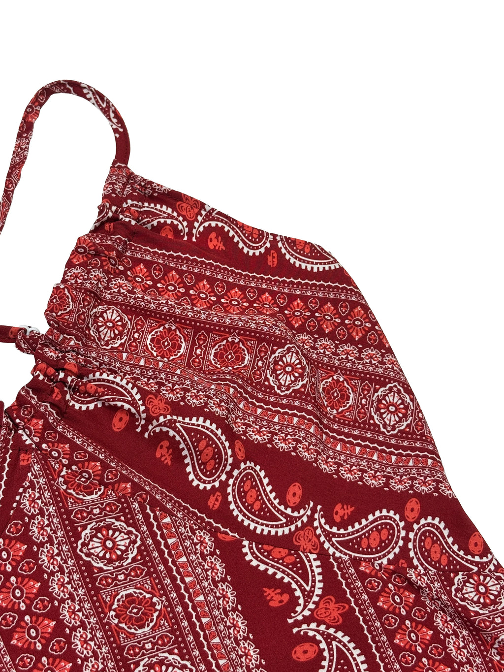 Dames Zomer Jurk met Etnisch Patroon, Open Rug en Split - Dames Zomerkleding Boho Mode Ruches Lange Jurk voor Strand