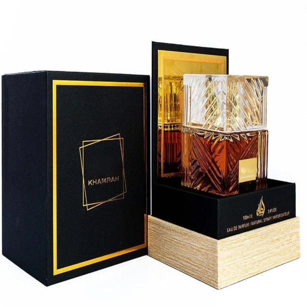 Profumo Lattafa 100ml Luxe Khamrah per Uomo Unisex, Fragranza al Muschio, Spray a Lunga Durata, Feromoni Seduttivi, Profumo Vibrante e Accattivante, Idea Regalo per Lei