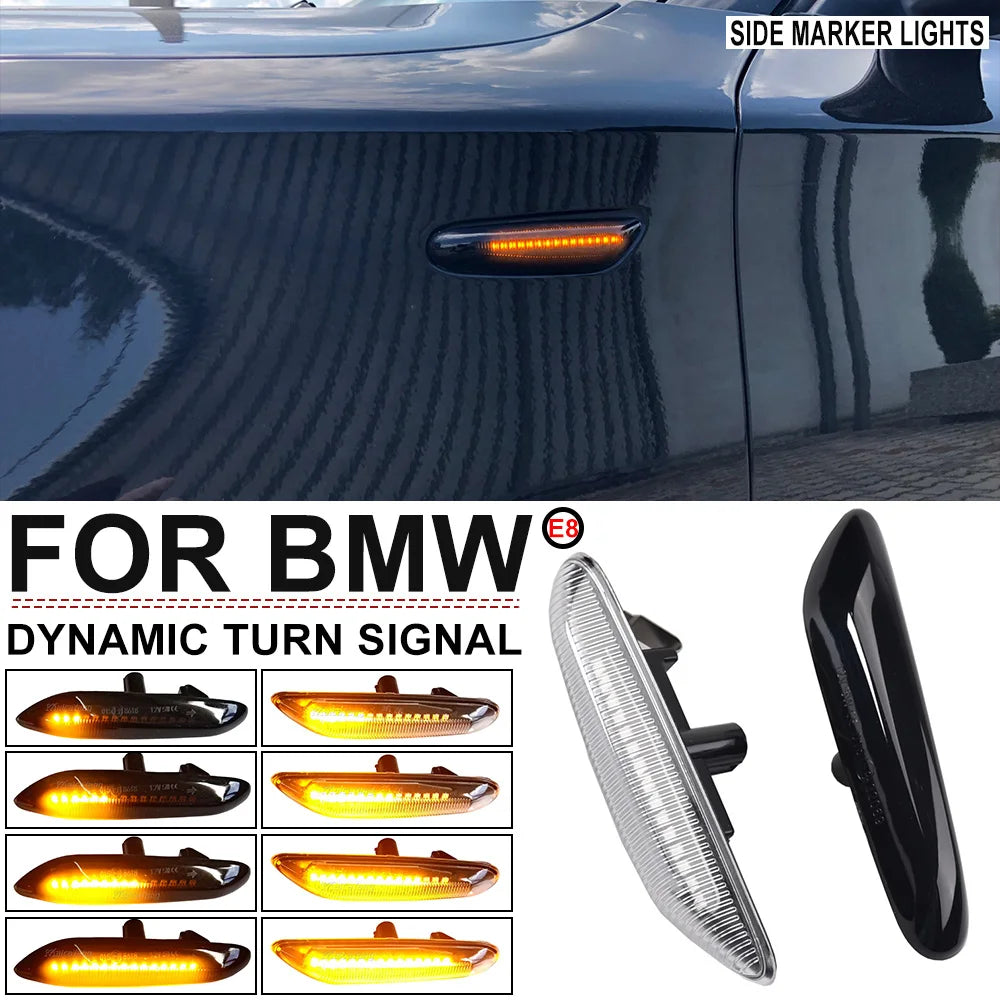 Dynamic LED Turn Signal Light Side Marker For BMW E60 E61 E90 E91 E87 E81 E83 E84 E88 E92 E93 E82 E46 1 3 5 Series X1 X3 2004