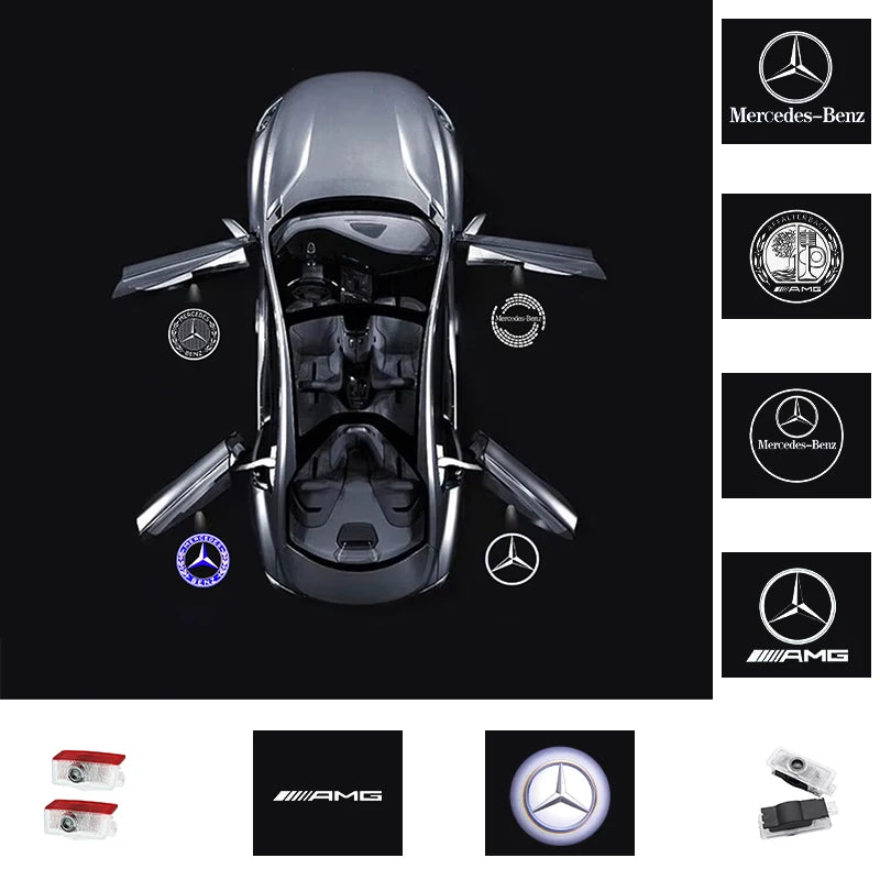 2Pcs Led Car Door Welcome Light Logo Projector For Mercedes Benz W212 W205 AMG ML W166 W176 W177 W213 W246 GLB GLC GLA GLS GLE1