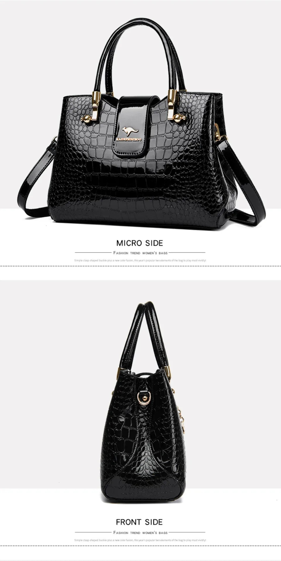 KAIDIFEINIROO Borsa a tracolla casual da donna in pelle PU con tracolla a marsupio, grande capacità, tre strati